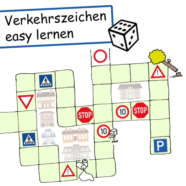 Papierspiele Verkehrszeichen lernen