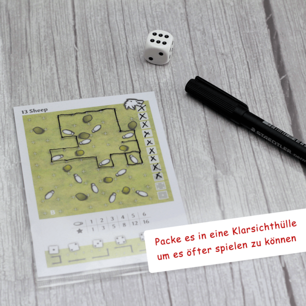 Papierspiele - 13 Schafe Würfelspiel Roll&Write